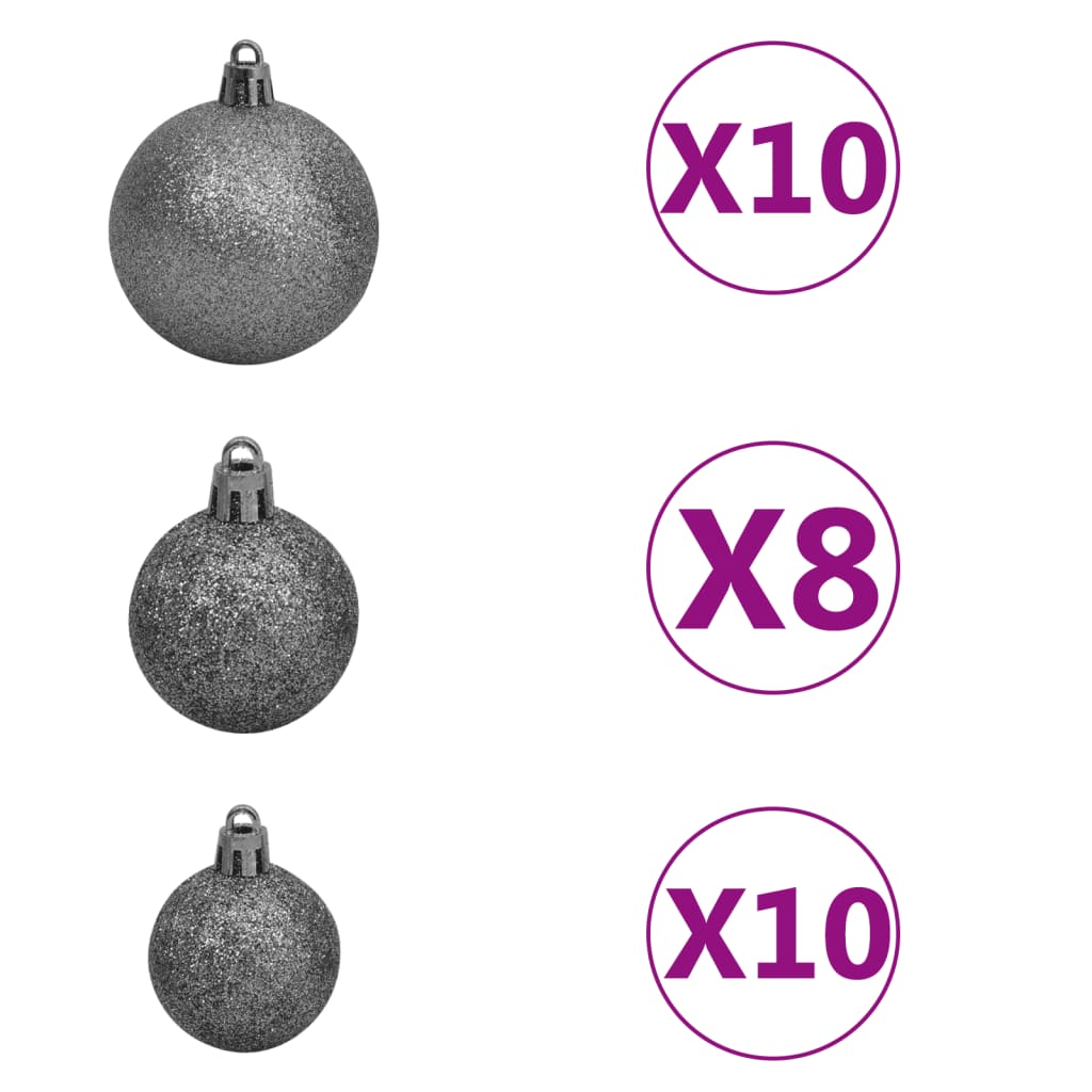 vidaXL Kunstkerstboom met scharnieren 300 LED's en kerstballen 180 cm