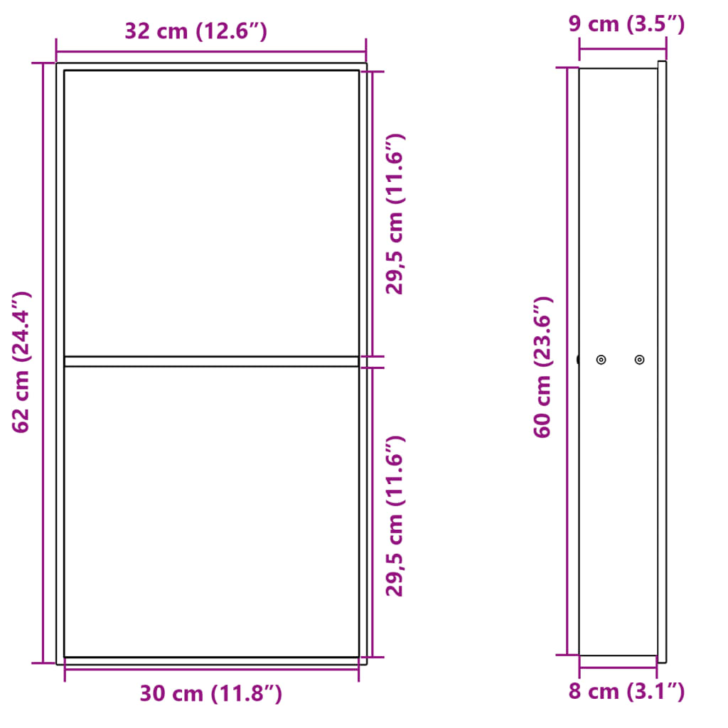 vidaXL Douchenis 32x62x9 cm roestvrijstaal matwit