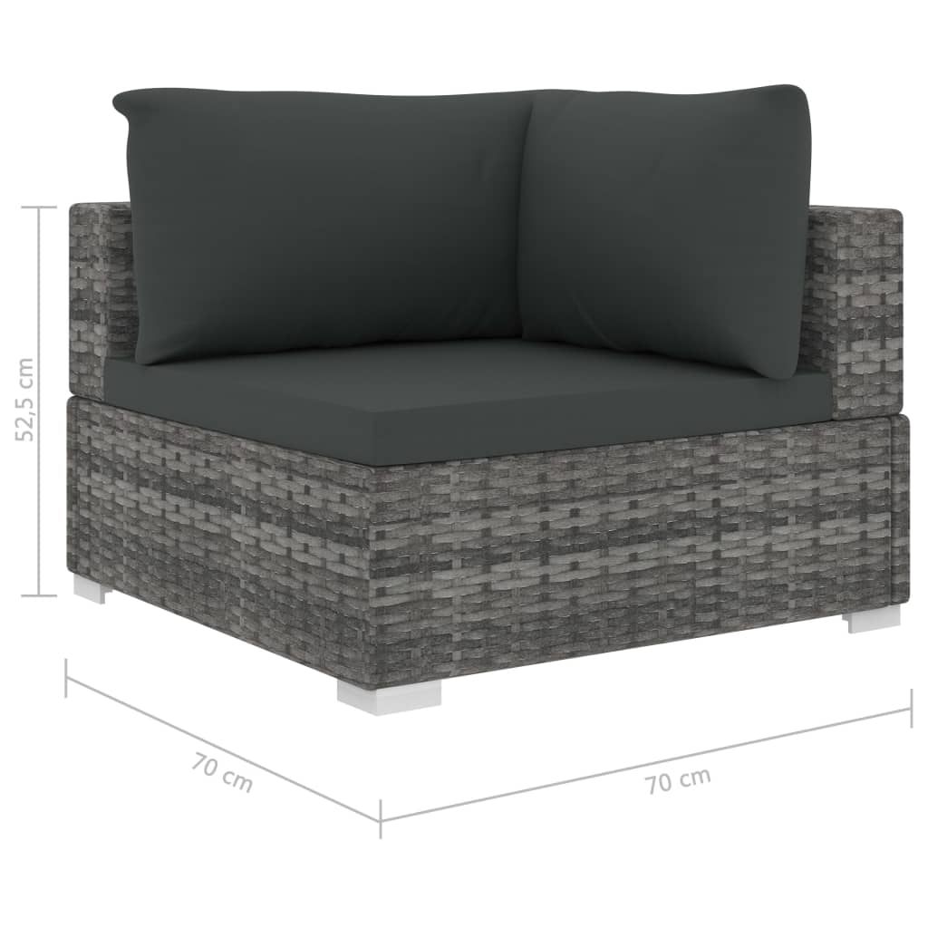 vidaXL 12-delige Loungeset met kussens poly rattan grijs