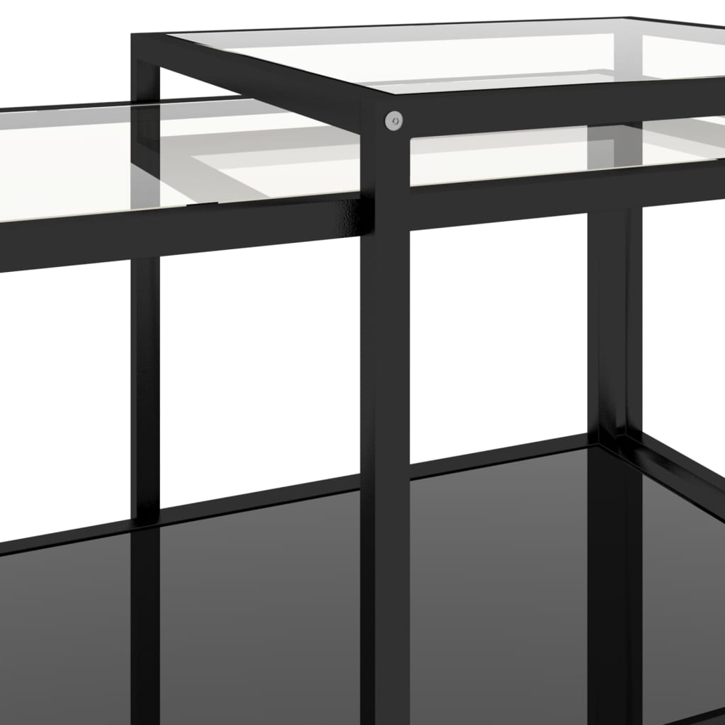 vidaXL 2-delige Salontafelset gehard glas zwart