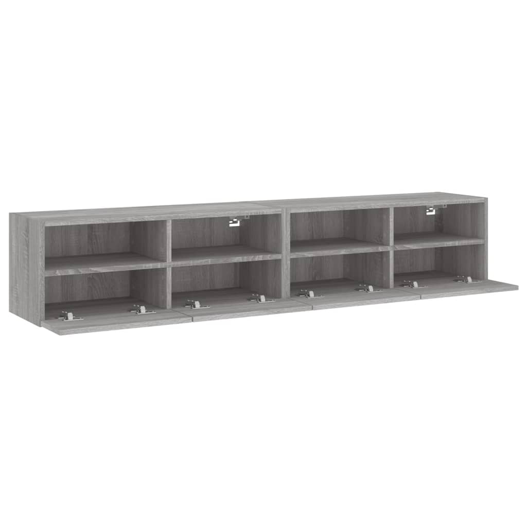 vidaXL Tv-wandmeubels 2 st 80x30x30 cm bewerkt hout grijs sonoma eiken