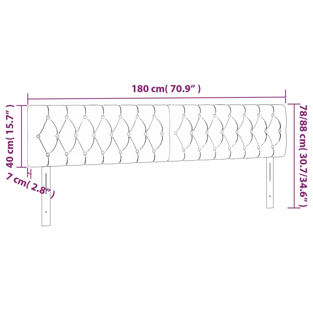 vidaXL Hoofdbord LED 180x7x78/88 cm fluweel lichtgrijs