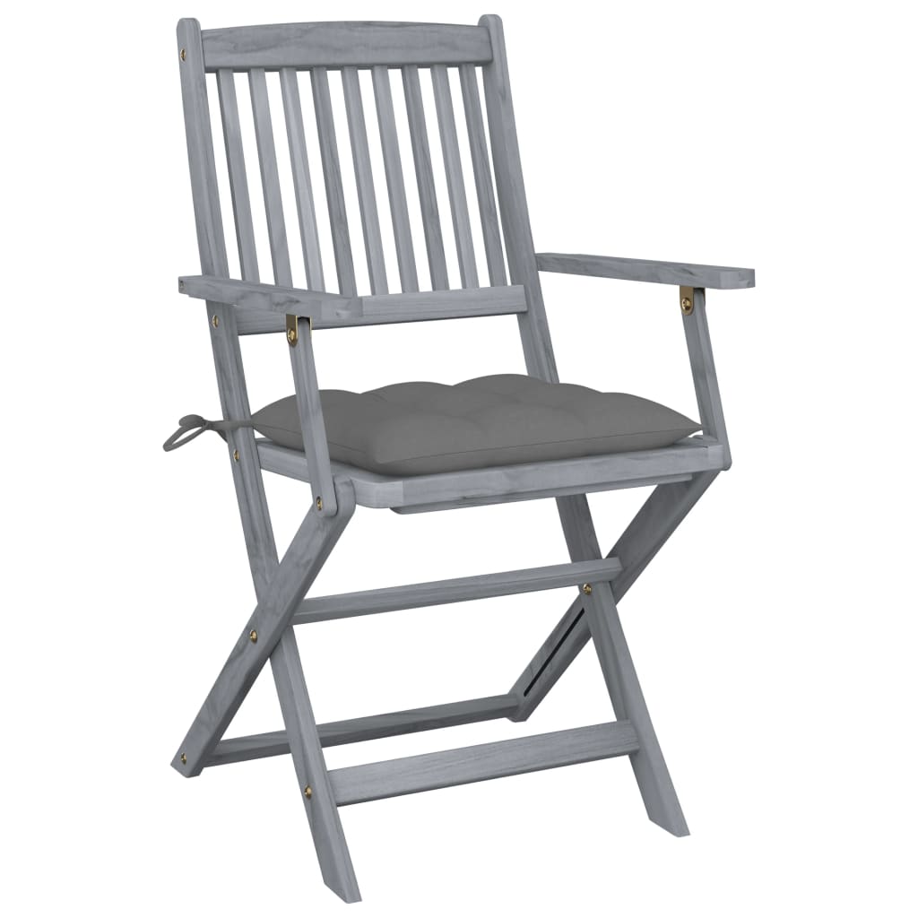 vidaXL Tuinstoelen 4 st inklapbaar met kussens massief acaciahout