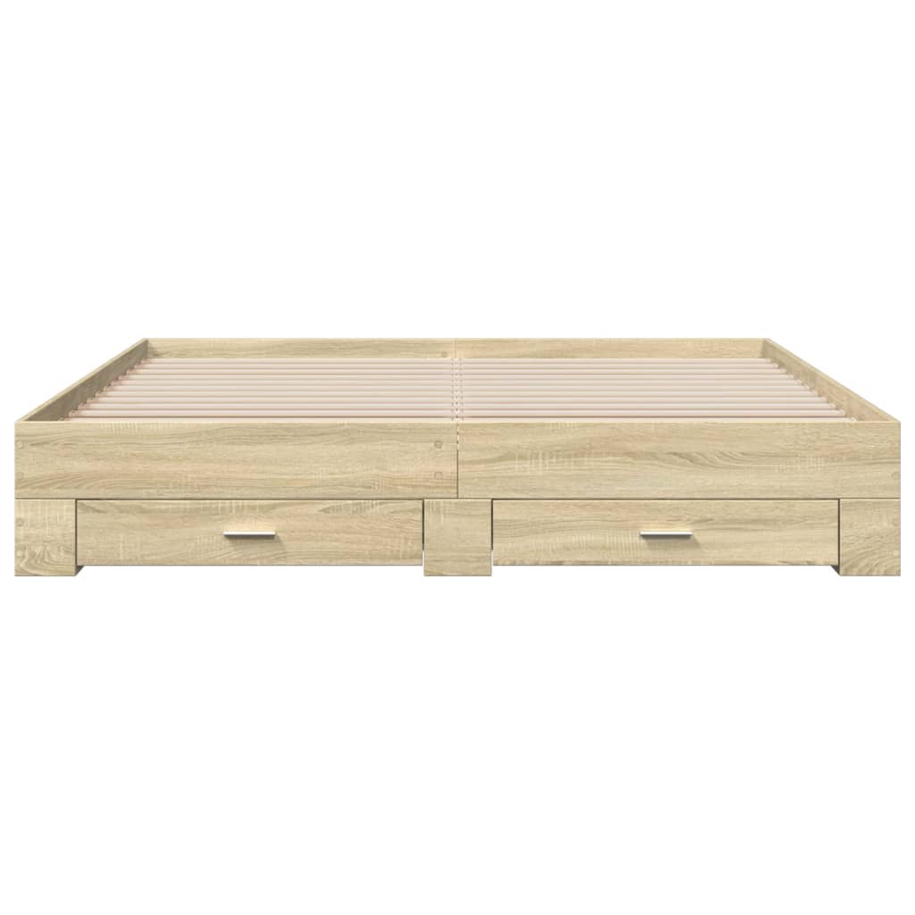 vidaXL Bedframe met lades bewerkt hout sonoma eikenkleurig 180x200 cm