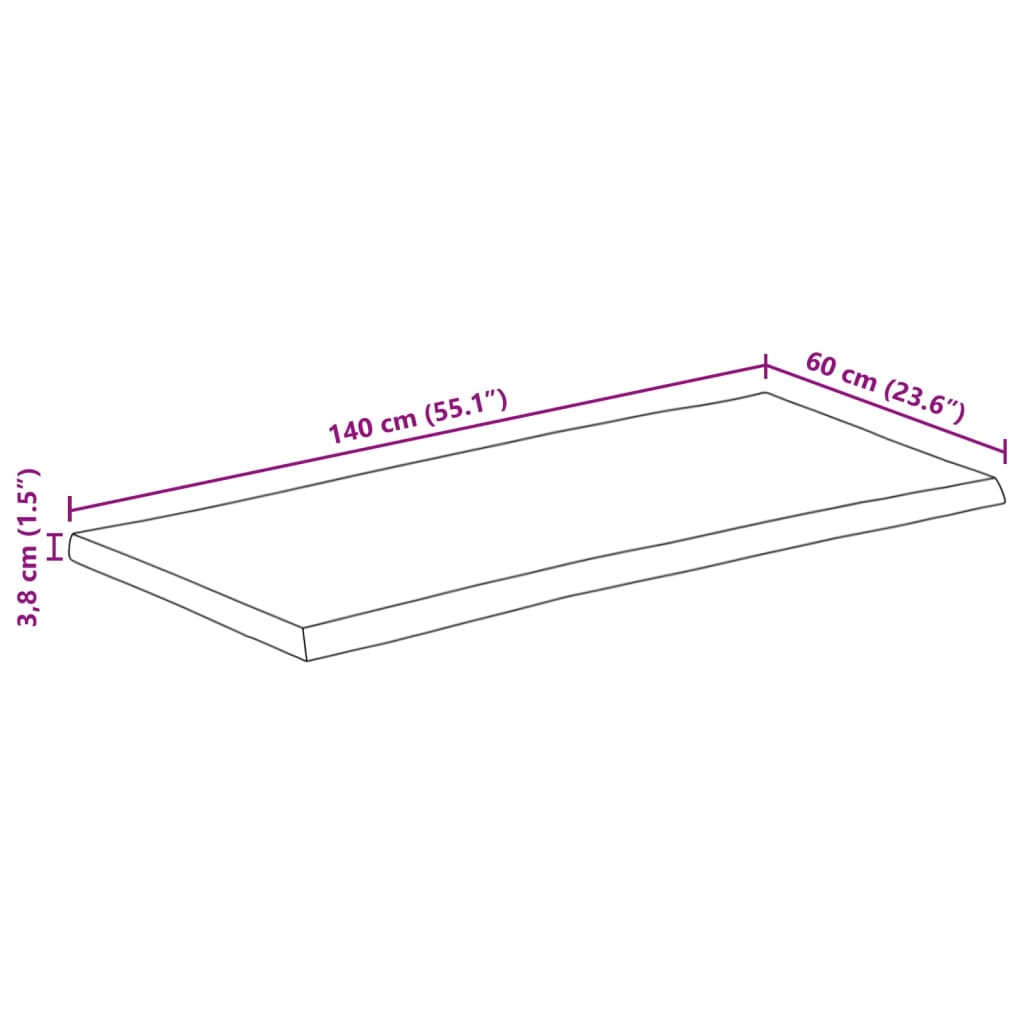 vidaXL Tafelblad rechthoekig natuurlijke rand 140x60x3,8 cm acaciahout