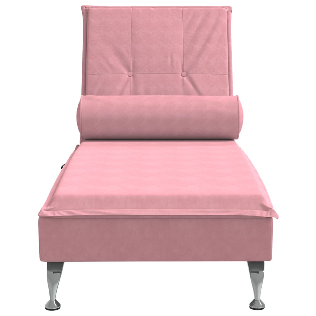 vidaXL Massage chaise longue met bolster fluweel roze