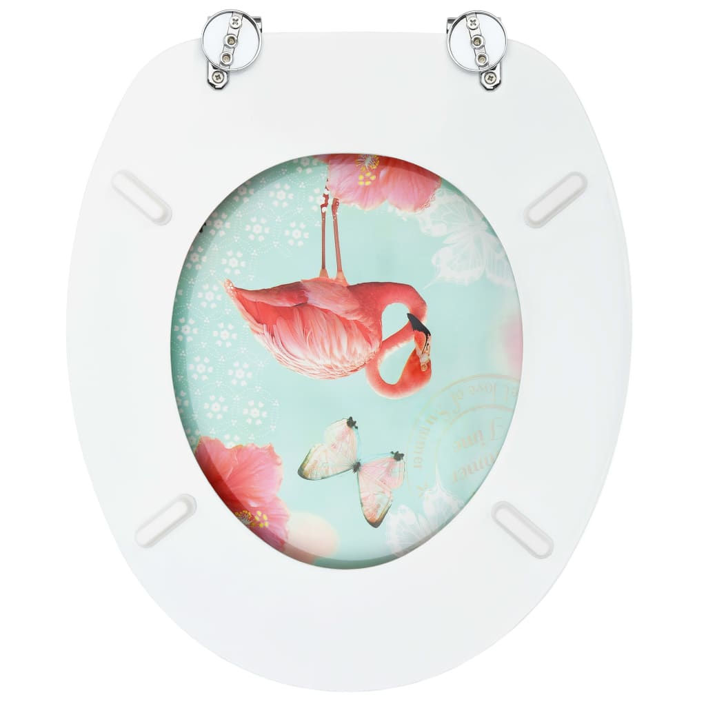 vidaXL Toiletbrillen met deksel 2 st flamingo MDF
