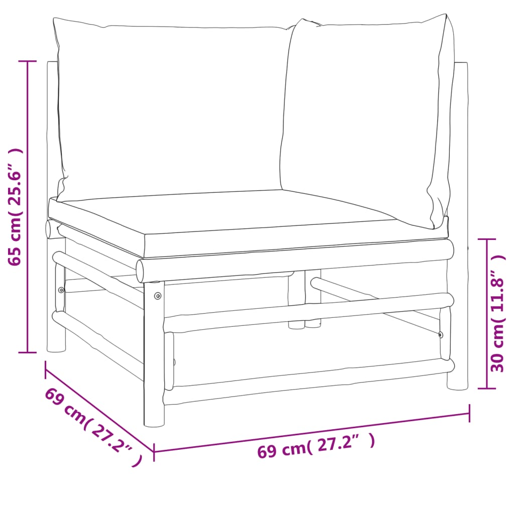 vidaXL 6-delige Loungeset met kussens bamboe groen