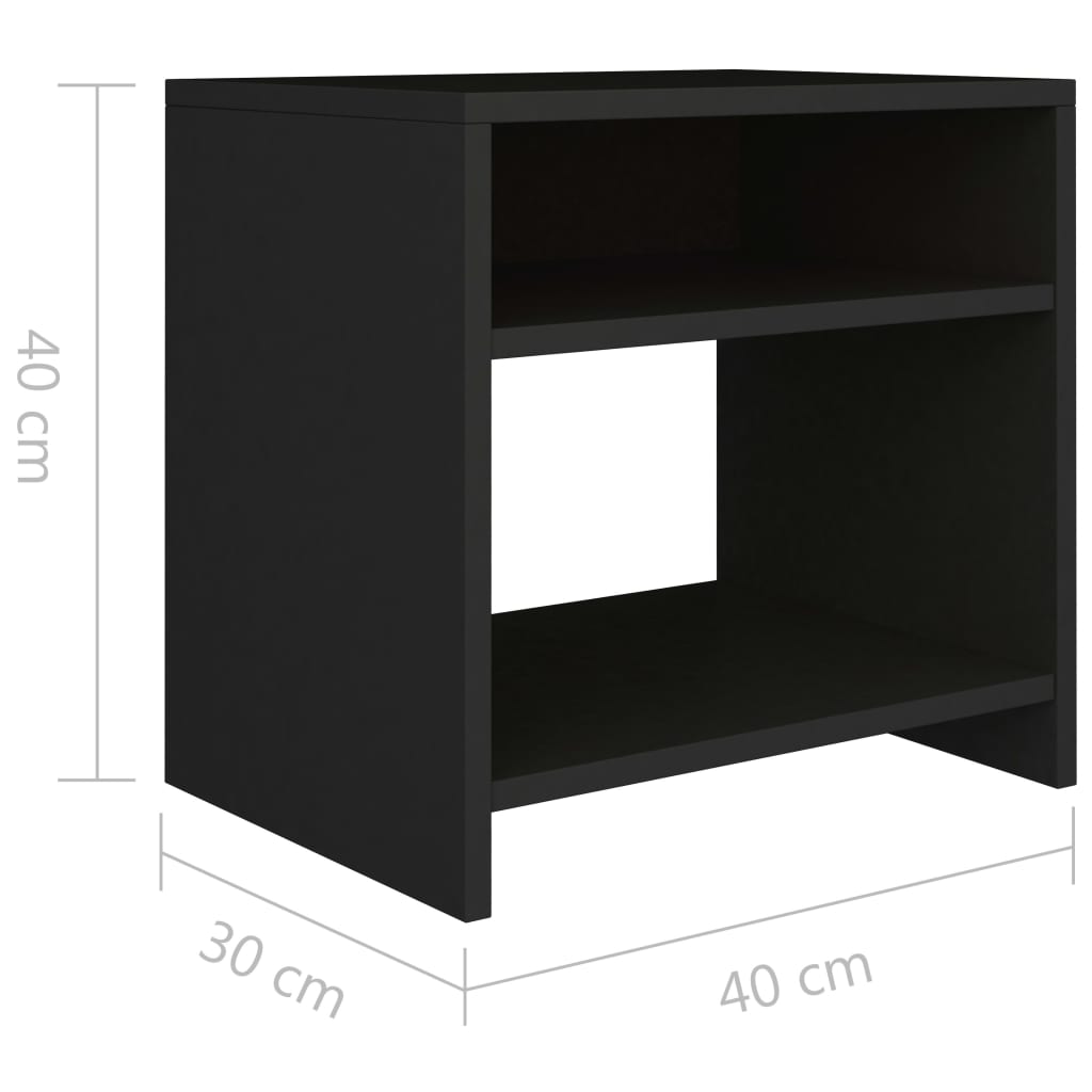 vidaXL Nachtkastjes 2 st 40x30x40 cm bewerkt hout zwart
