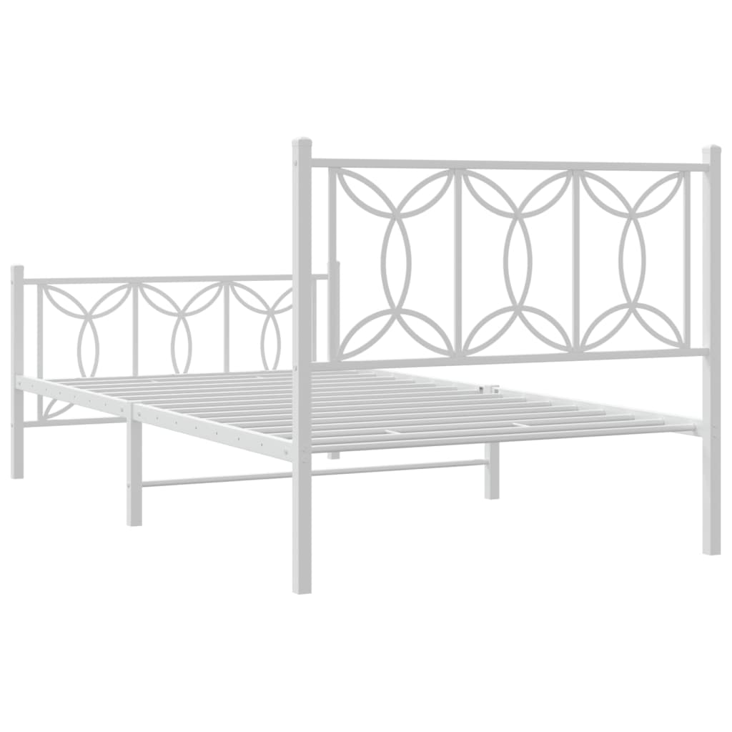 vidaXL Bedframe met hoofd- en voeteneinde metaal wit 100x200 cm