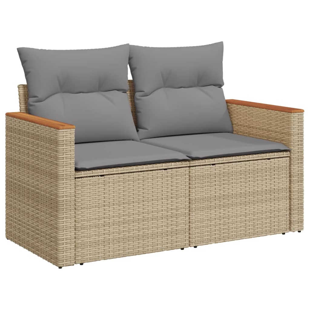 vidaXL 11-delige Loungeset met kussens poly rattan gemengd beige