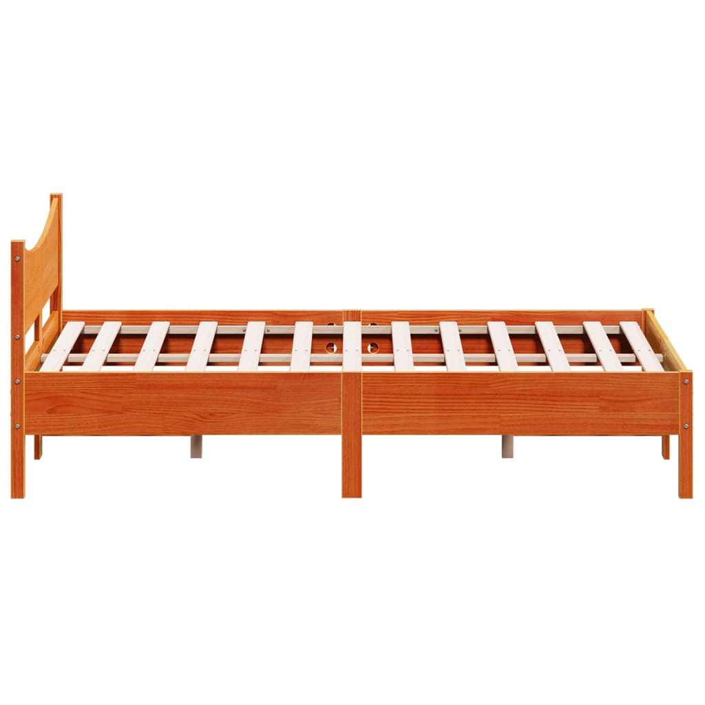 vidaXL Bedframe massief grenenhout wasbruin 140x190 cm